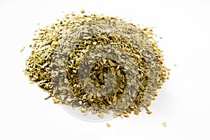 Green mate tea, white background