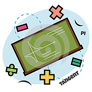 Green math chalkboard. Vector