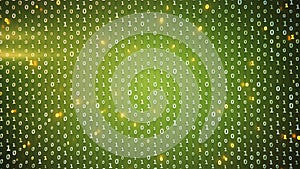 Green matrix of binary code symbols 3D render