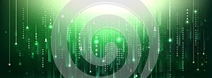 Green matrix code background with binary numbers