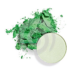 Green matte eyeshadow isolated on white background
