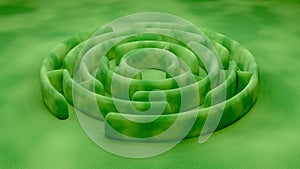 Green maze in park, abstract nature design, 3d green abstract labyrinth