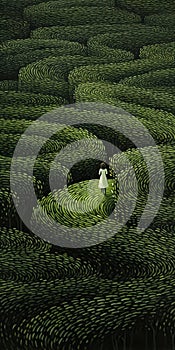 The Green Maze: Surreal Figurative Art In 8k Resolution