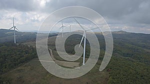 Green meadow whit wind turbines