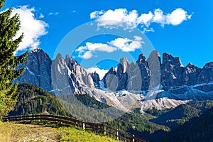 Green meadows in the Val de Funes