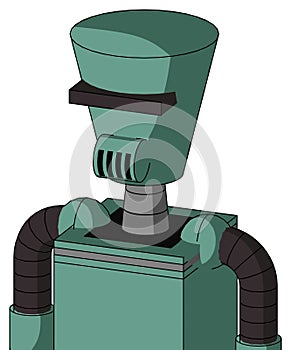 Green Mech With Cylinder-Conic Head And Speakers Mouth And Black Visor Cyclops