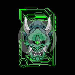 Green mecha oni illustration