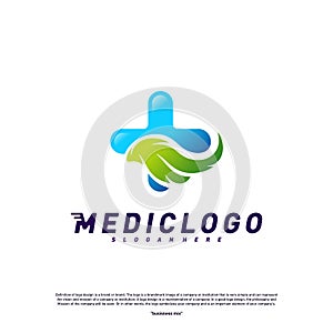 Green Medical Logo Design Concept Vector. Healthcare Leaf Logo Design Template
