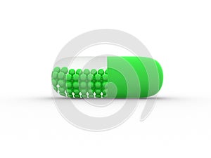 Green medical pill 3D. Vitamins