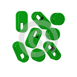 Green Medical pill bottle biohacking icon isolated on transparent background. Pharmacy biohacking.