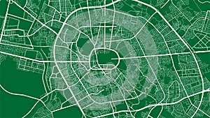 Green Medina City area vector background map, streets and water cartography illustration