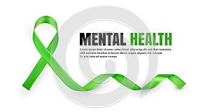 Green Mental Health Awareness Symbolic Ribbon