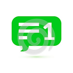 Green message counter, comment notification UI symbol