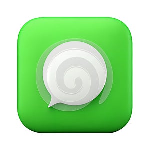 Green Message Icon: 3D Rendered Chat Bubble App Symbol