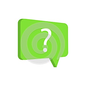 Green message question mark. Chat message icon. Faq, support, help concept. Vector illustration. stock image.