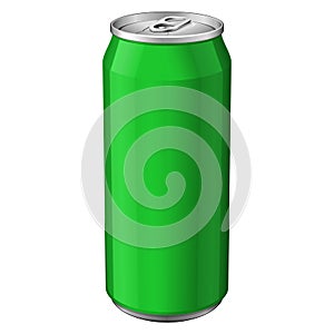 Green Metal Aluminum Beverage Drink Can 330ml. Ready For Your Design. Product Packing Vector