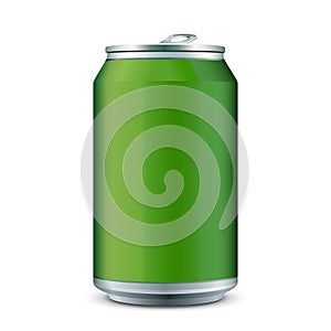 Green Metal Aluminum Beverage Drink Can 330ml. Ready For Your Design. Product Packing Vector EPS10