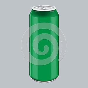 Green Metal Aluminum Beverage Drink. Mockup for Product Packaging. Energetic Drink Can 500ml, 0,5L