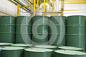 Green metal barrels