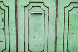 Green metal door