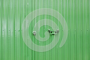 Green metal door