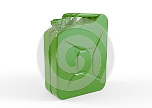 Green metal jerrycan isolated on a white background