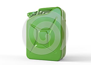 Green metal jerrycan isolated on a white background