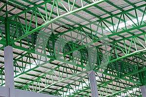 The green metal roof Structure, roof Structure