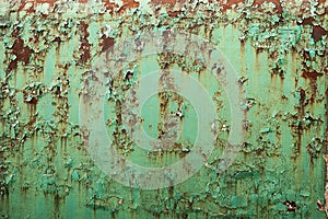Green metal texture with rust