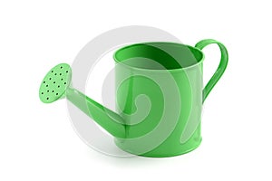 Green metal water can on isolated background