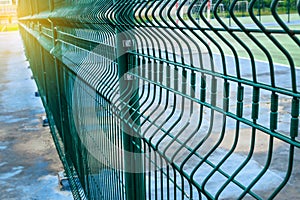 Green metal wire fence