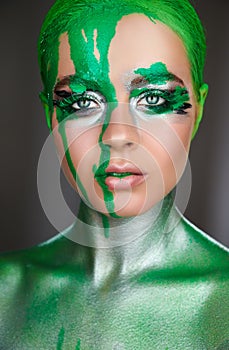 Green metallic makeup