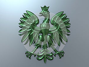 Green metallic polish emblem
