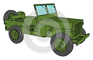 Green military jeep, illustration, vector