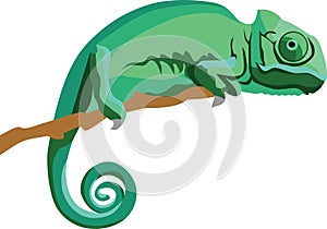 Green Mimicry Chameleon Reptile Animal Vector Illustration