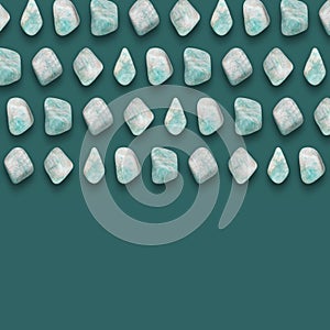 Green Mineral Gemstones composition 3D illustration Render.