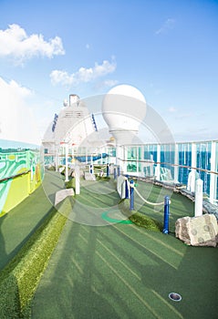 Green Miniature Golf Course on Cruise Ship
