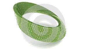 Green mobius stripe transform on white back endless