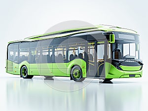Green modern city bus isolated on background.