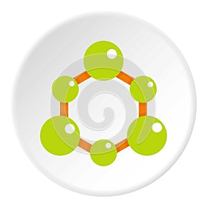 Green molecule structure icon circle