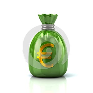 Green money bag with Euro currency sign