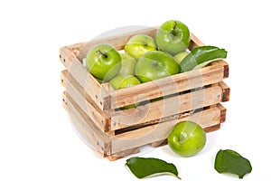 Green Monkey apple or jujubes in wooden crate