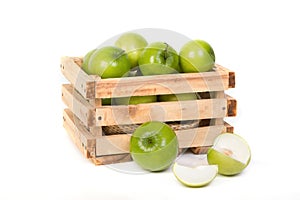 Green Monkey apple or jujubes in wooden crate
