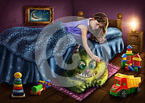 Green monster under the bed