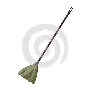 Green mop vector illustration. Single tool isolated on white background