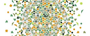 Green morocco vector seamless pattern, decor, border, wallpaper. Geometric halftone decor with green mosaic