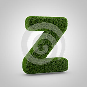 Green moss uppercase letter Z isolated on white background