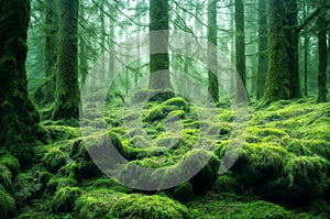 green mossy forest background