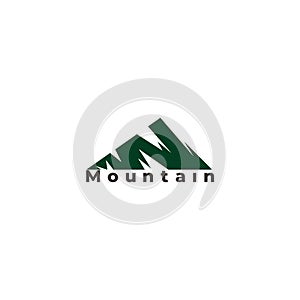 Green mountain simple geometric outdoor symbol logo vector