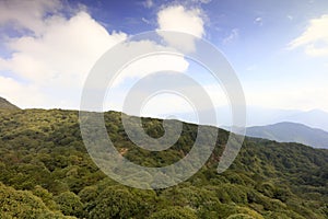 Green mountain under blue sky, adobe rgb